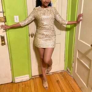 Sequined Gold & White Cocktail Dress